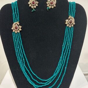 & Other Stories Teal and Gold Necklace Set